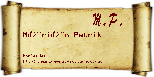 Márián Patrik névjegykártya